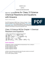 MCQ Questions For Class 10 Science Chemical Reactions and Equations With Answers