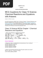 Class 10 Chemistry Chapter 1 Test | PDF | Chemical Reactions | Hydroxide