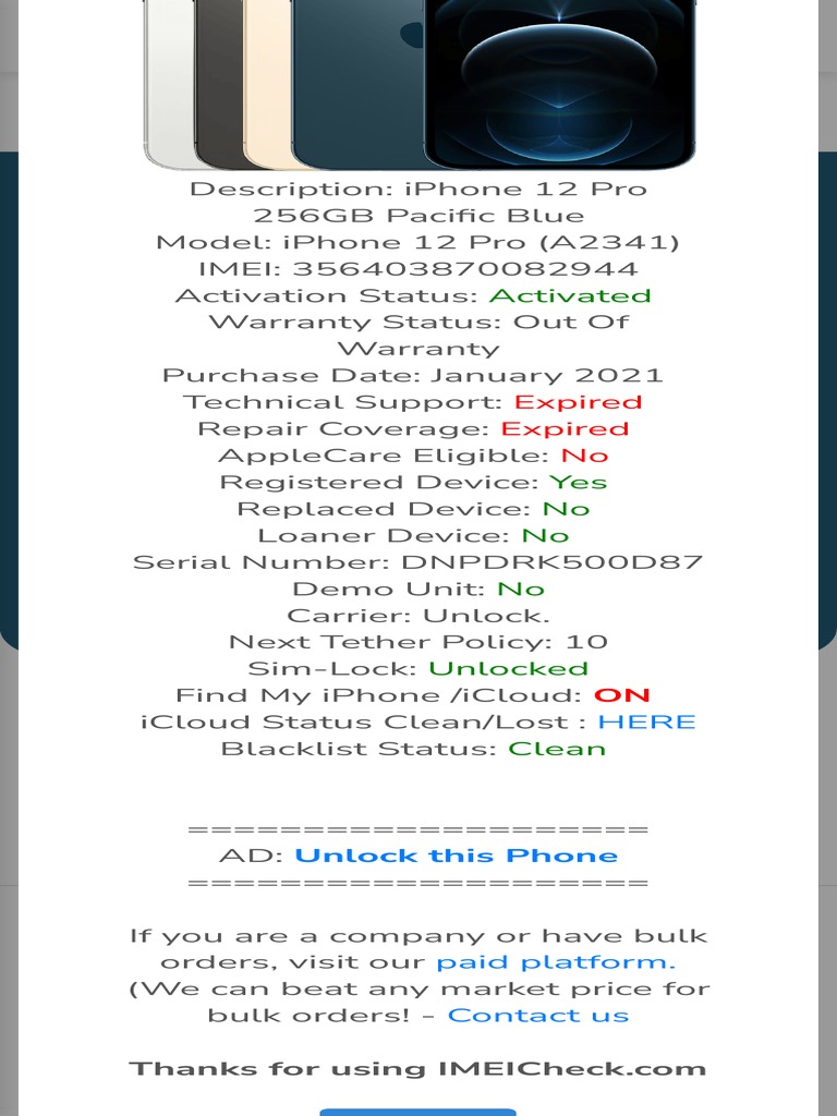 IMEI Number Check: Activated | PDF