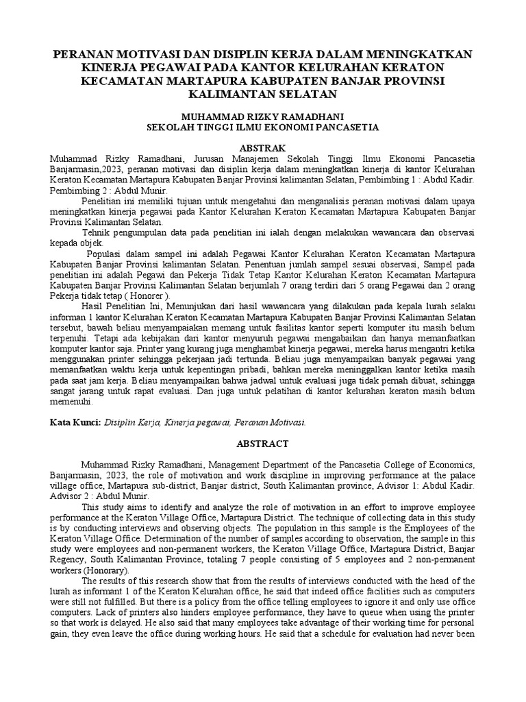 Jurnal Muhammad Rizky Ramadhani | PDF | Karier & Perkembangan | Bisnis