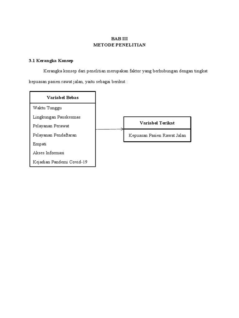 Bab Iii Metode Penelitian 3.1 Kerangka Konsep | PDF