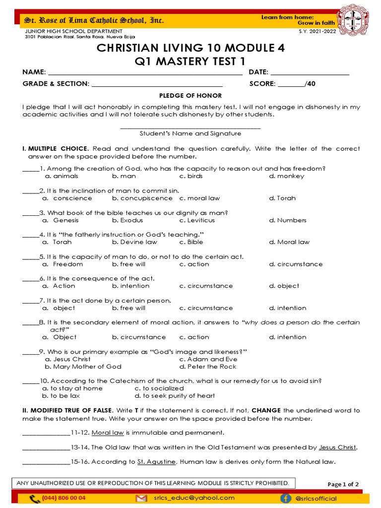 Understanding Morality and Human Dignity through Christian Living Principles PDF God Sin