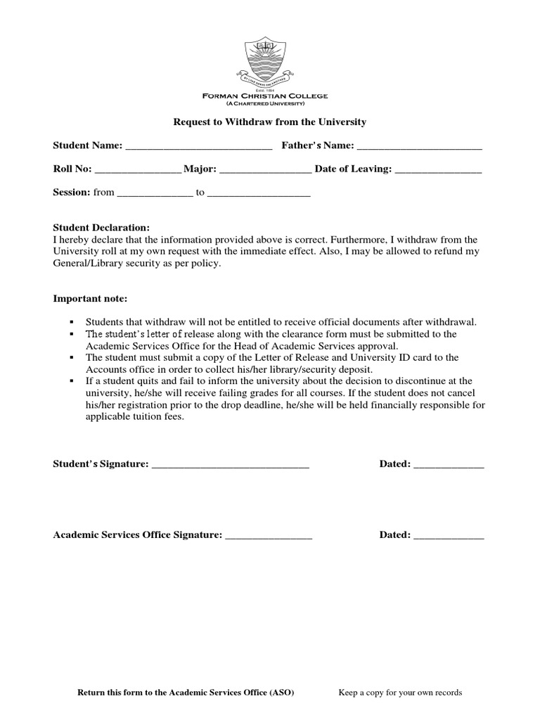 University Withdrawal Form 26 2 2020 PDF Libraries Identity Document