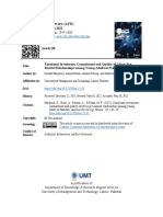 1 Emotional Investment, Commitment and Quality of Life in Pre-Marital Relationships Among Young Adults in Pakistan