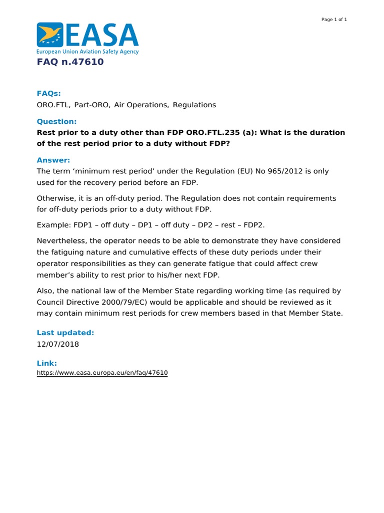 Minimum Rest Requirements for Crew Duties | PDF | Technology & Engineering
