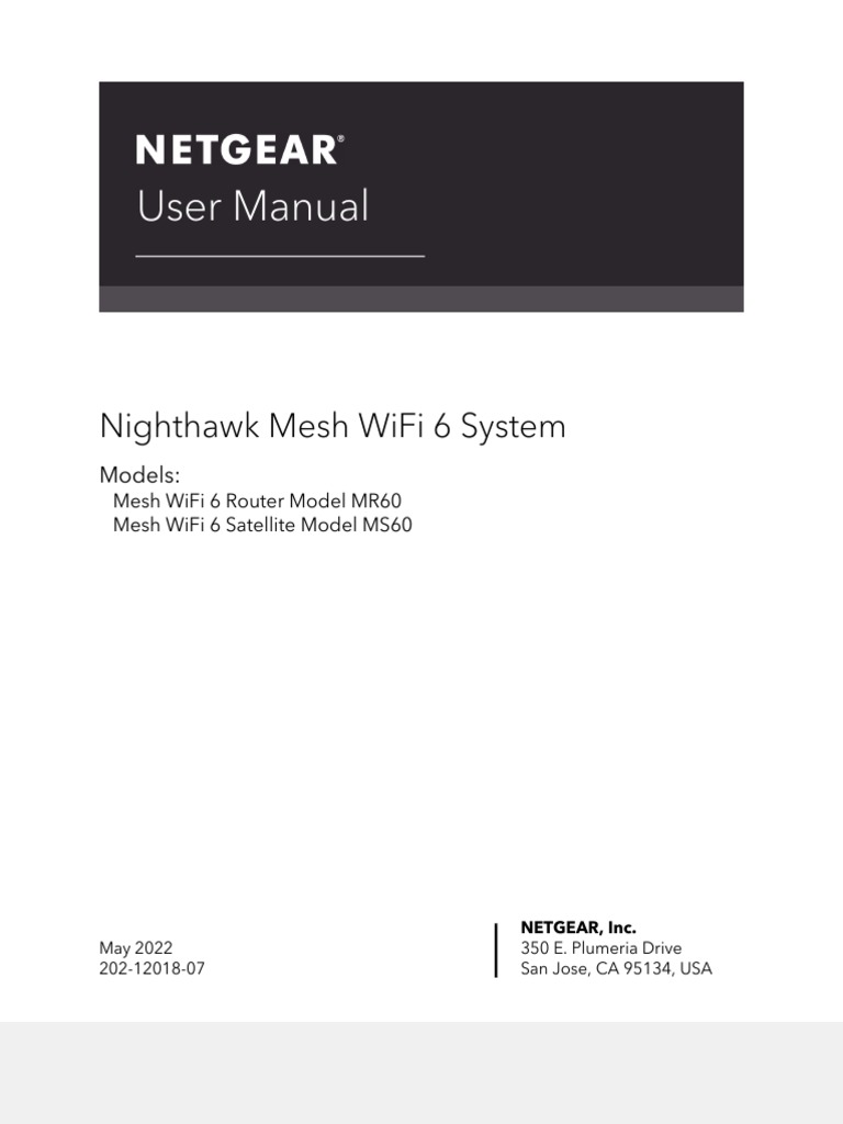 User Manual Nighthawk Mesh Wifi 6 System PDF Ip Address Wi Fi