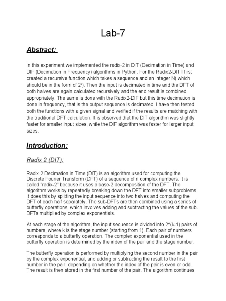 Radix-2 DIT and DIF FFT in Python | PDF | Discrete Fourier Transform ...