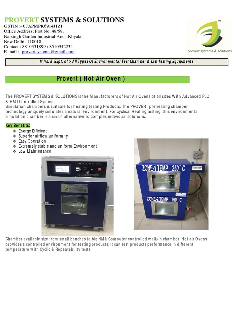 Hot Air Oven Provert Systems & Solutions | PDF | Programmable Logic ...