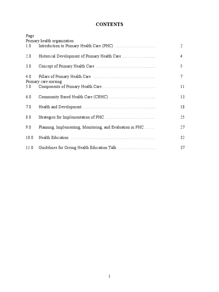 Comprehensive Overview of Primary Health Care Foundations, Concepts