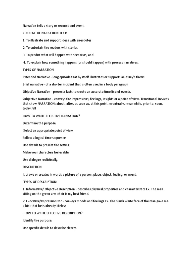 WHAT IS THE DIFFERENCE BETWEEN NARRATION AND DESCRIPTION visual data 8