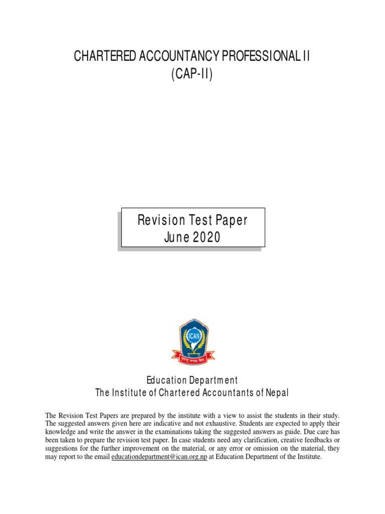 Chartered Accountancy Professional Ii (CAP-II) : Education Department ...