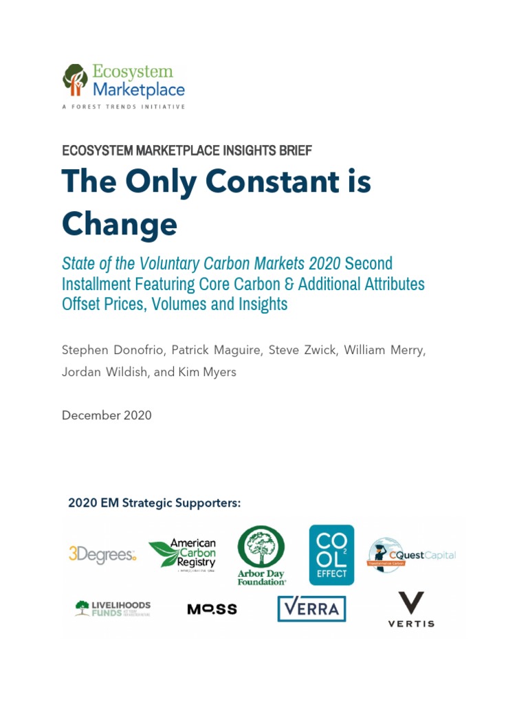 Voluntary Carbon Markets 2020 Insights | PDF | Carbon Offset | Market ...