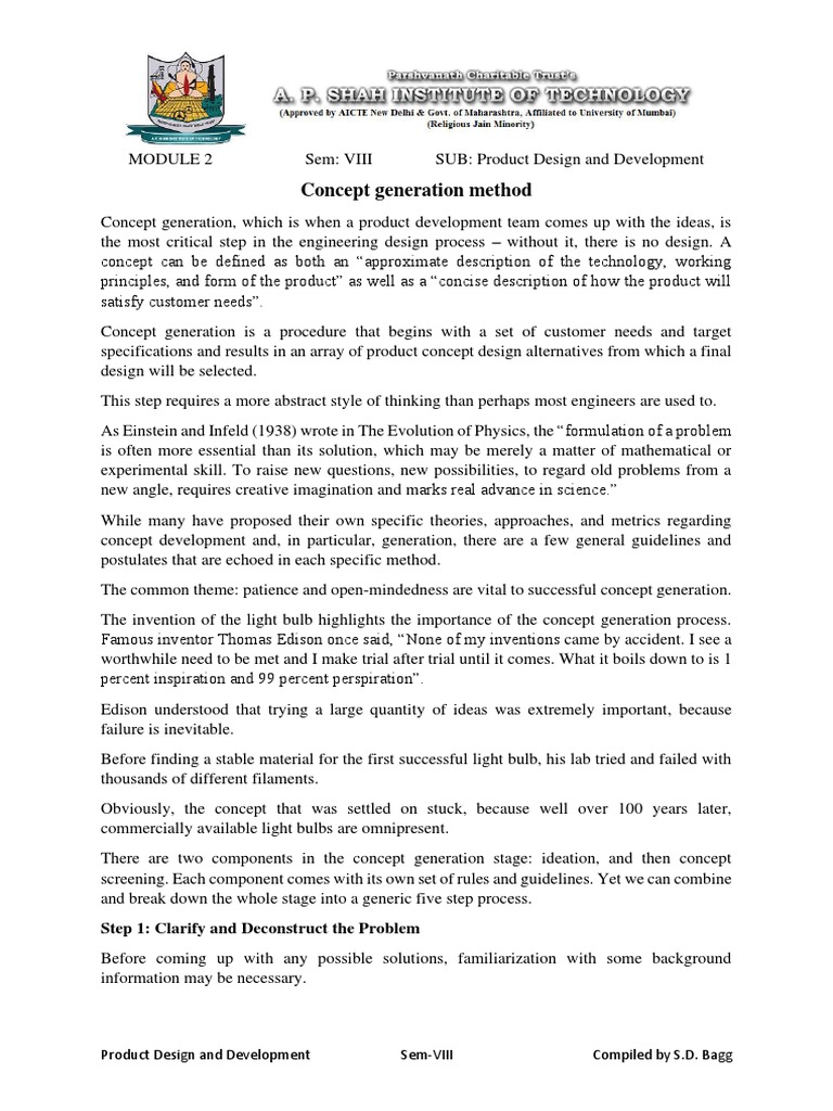 Concept Generation Techniques in Design | PDF | Brainstorming | Invention