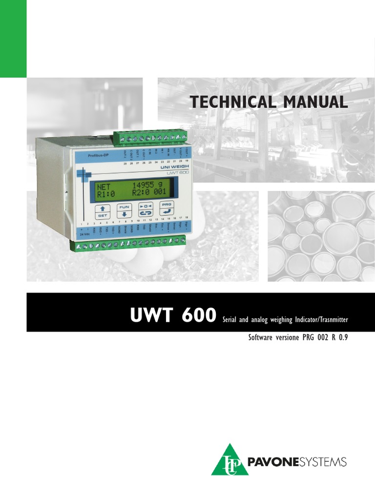 UWT 600 Weighing Indicator Manual | PDF | Relay | Electrical Connector