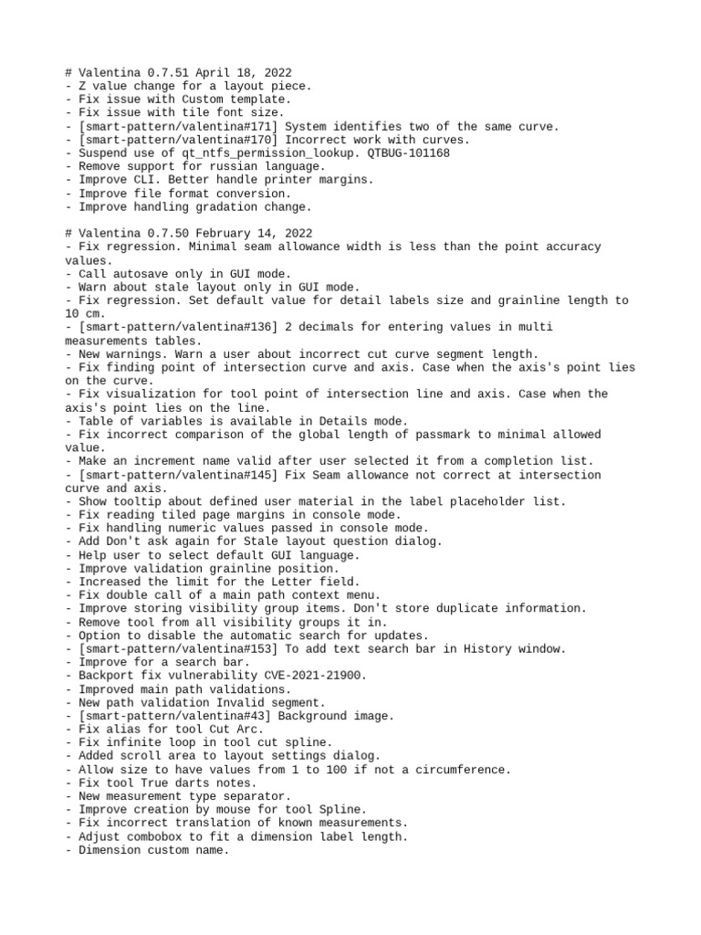 Valentina 0.7 Release Notes Summary | PDF | Command Line Interface ...