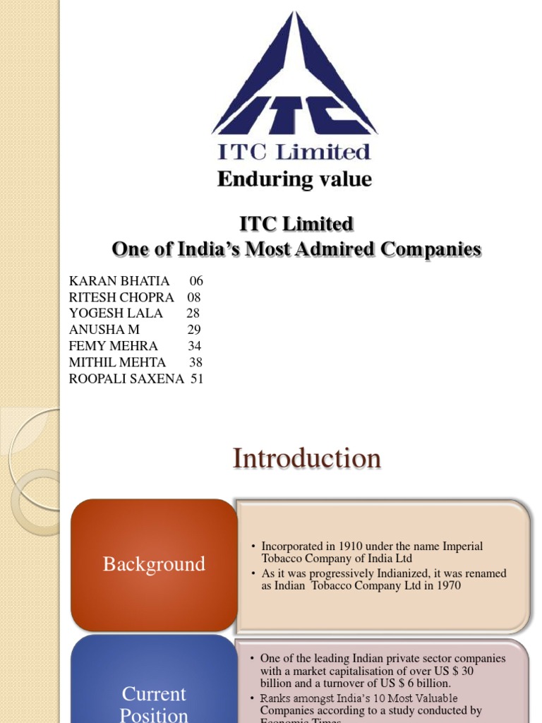 ITC Limited One of India's Most Admired Companies | PDF | Corporate ...