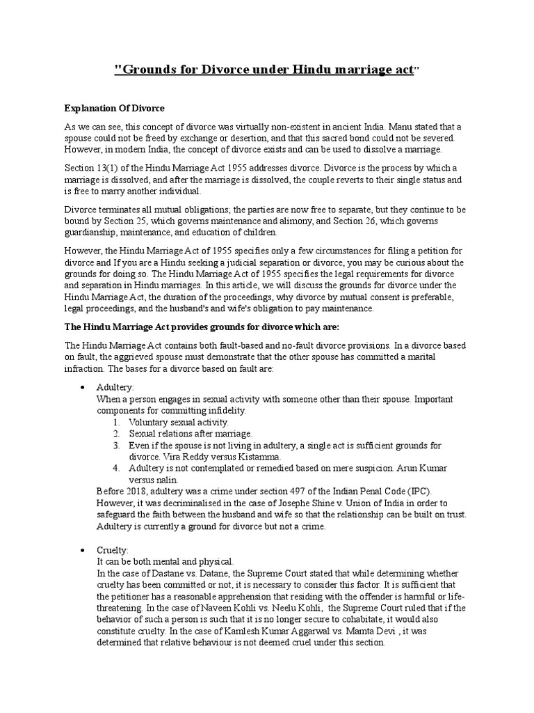 Grounds For Divorce Pdf Divorce Alimony