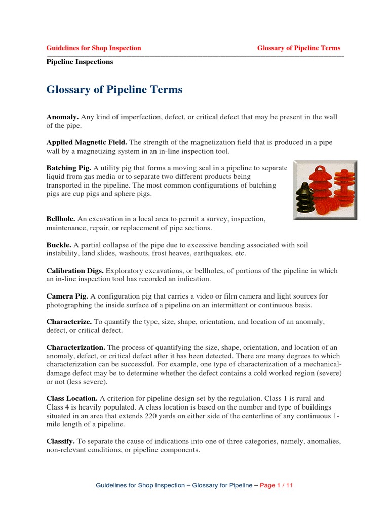 Glossary of Pipeline Terms PDF Nondestructive Testing Pipe (Fluid
