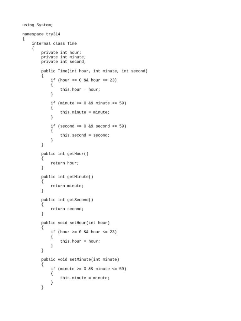 Time Class + Main C PDF Constructor (Object Oriented Programming