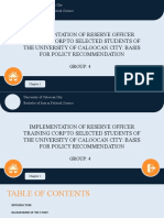 Implementation of Reserve Officer Training Corp To Selected Students of The University of Caloocan City: Basis For Policy Recommendation