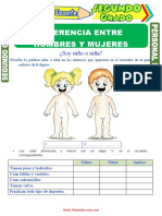 Diferencia Entre Hombres y Mujeres para Segundo Grado de Primaria