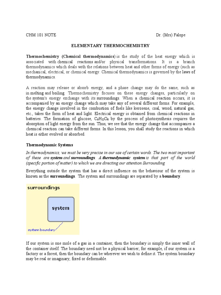 Chm 101 Thermochemistry 1 Pdf Laws Of Thermodynamics Entropy