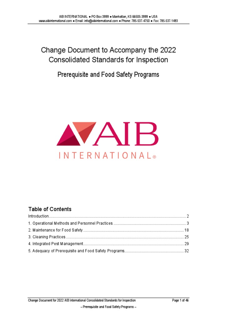 Prerequisite Change - Eng | PDF | Food Safety | Packaging And Labeling