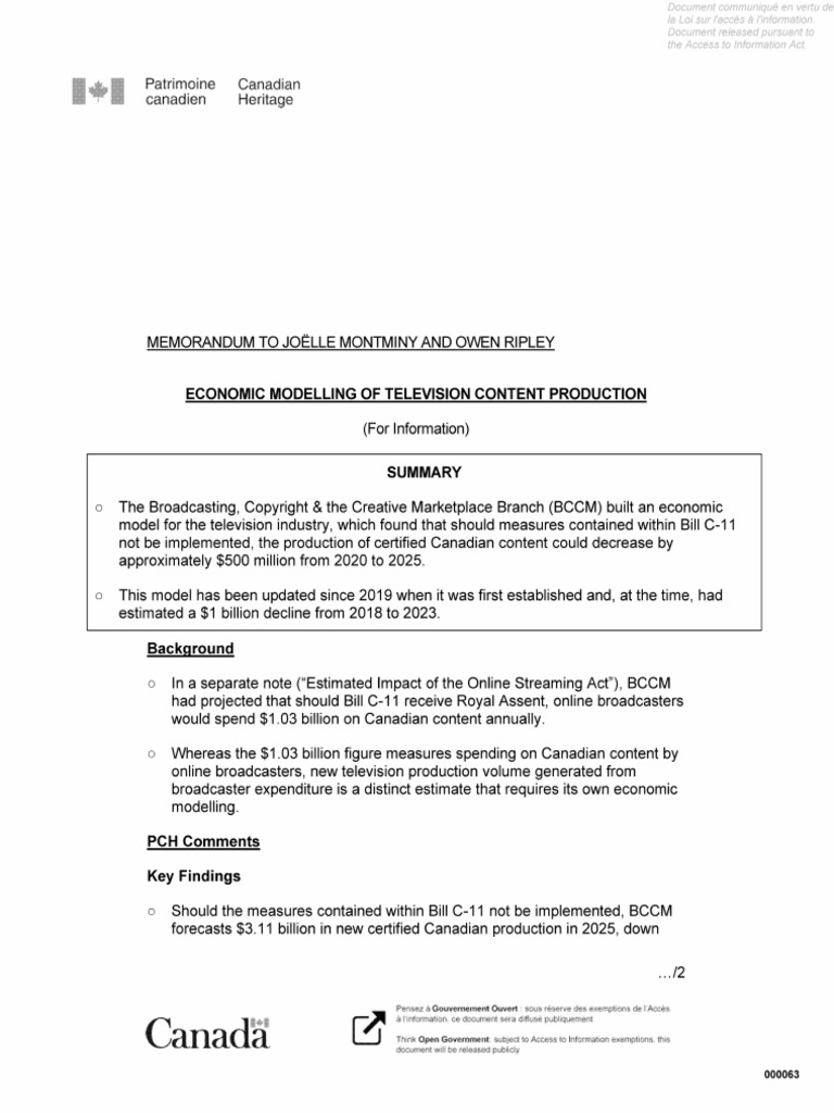 Bill C11 Economic Modelling Memo PDF