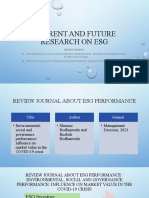 Current and Future Research On ESG