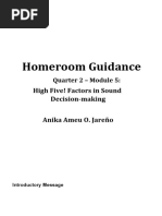 Homeroom Guidance: High Five! Factors in Sound Decision-Making Anika Ameu O. Jareño