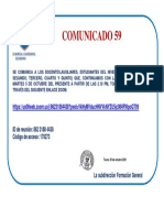 Comunicado 59: ID de Reunión: 862 3188 4438 Código de Acceso: 179273