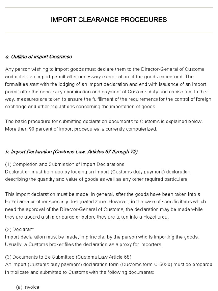 Import Clearance Procedures in Japan | PDF | Customs | Cargo