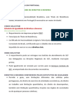 Estatuto de Igualdade de Direitos E Deveres: Solicitar Residência em Portugal