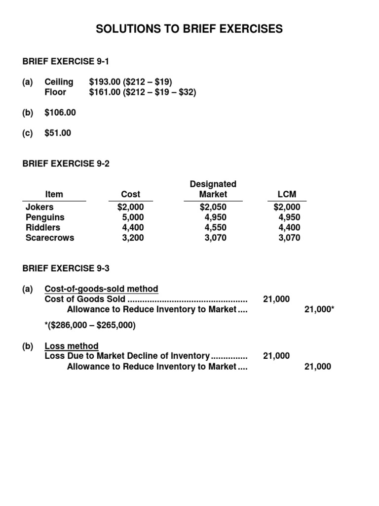 Inventory Valuation Exercises Solutions | PDF | Cost Of Goods Sold ...