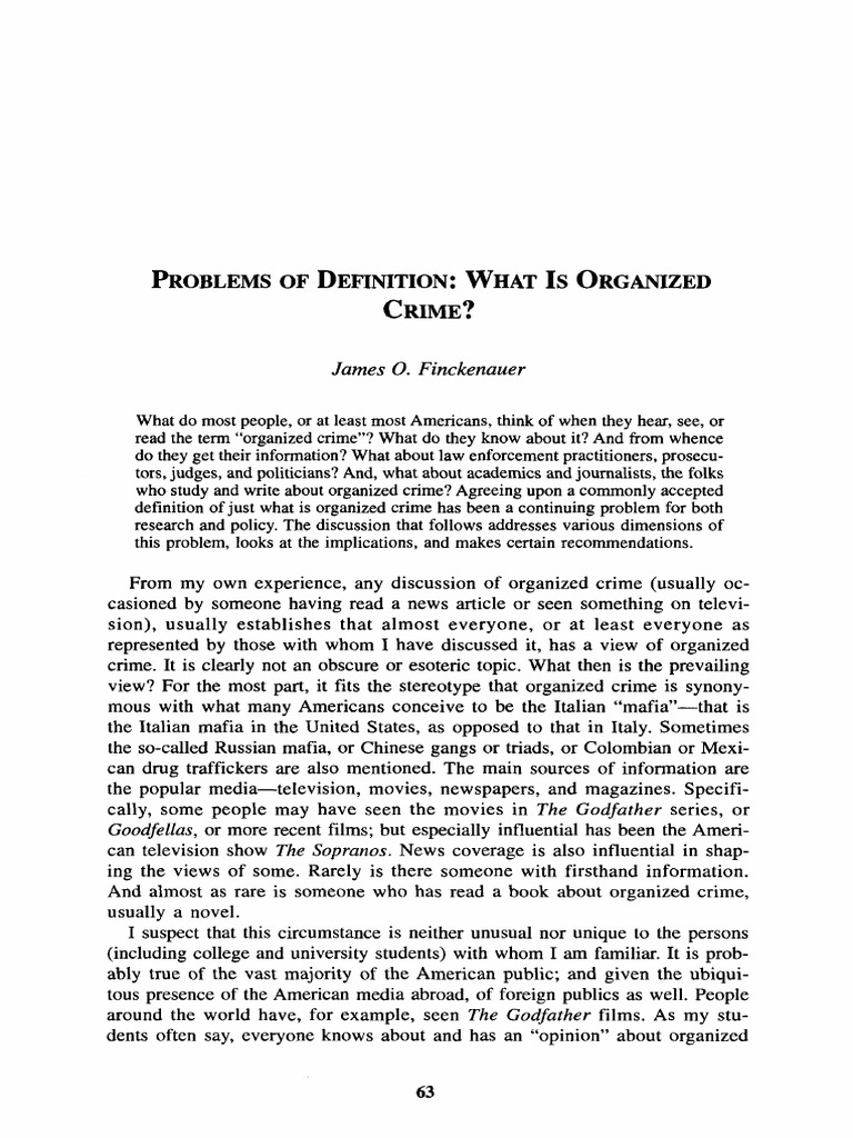 Problems of Definition: What Is Organized Crime?. Finckenauer James O ...