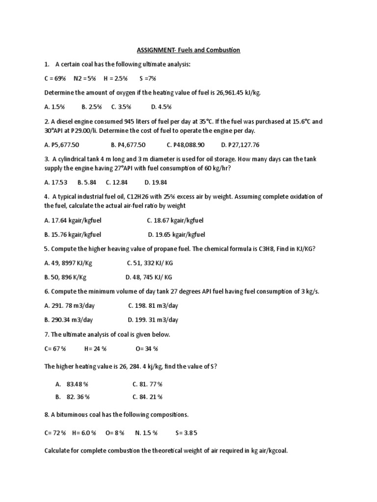 ASSIGNMENT Fuels PDF Fuels Propane