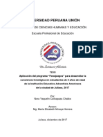 Universidad Peruana Unión: Facultad de Ciencias Humanas Y Educación Escuela Profesional de Educación