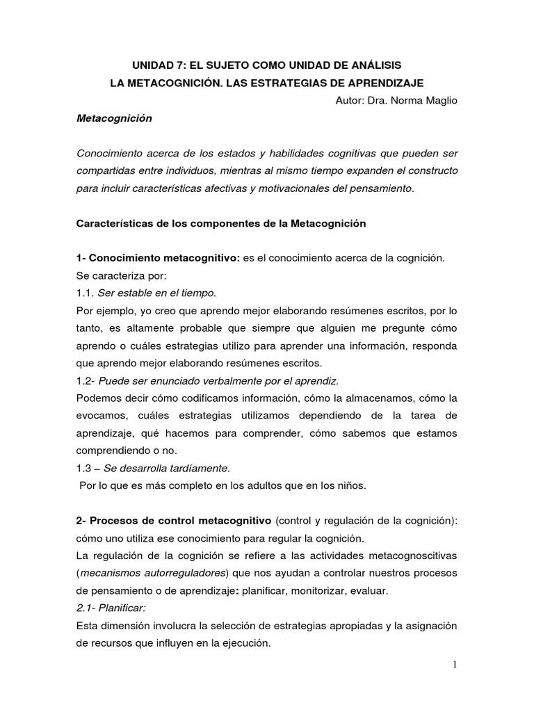 Estrategias de Metacognición en Niños | PDF | Teoria de la mente ...