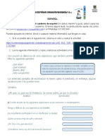 Español La Guía Debe Ser Resuelta en El Cuaderno de Español (No Debes Imprimir La Guía), Debes Copiar Las