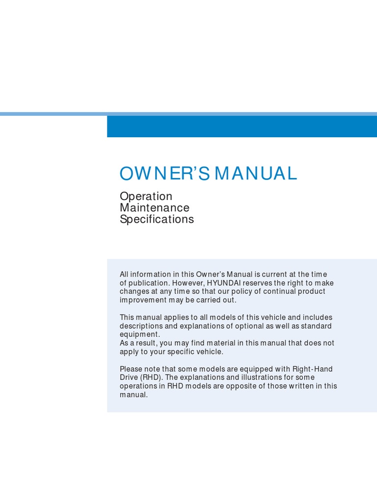 Owner'S Manual: Operation Maintenance Specifications | PDF | Vehicles ...