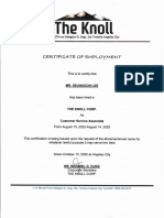 Certificate of Employment for Customer Service Associate