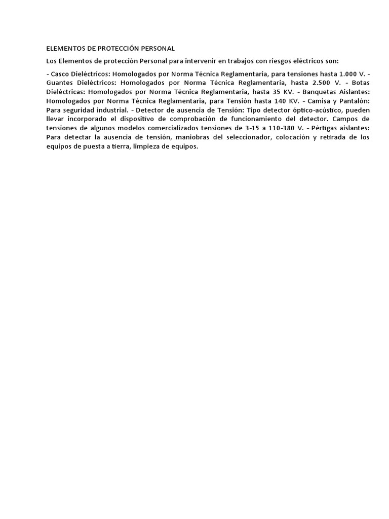 Elementos De Protección Personal Pdf