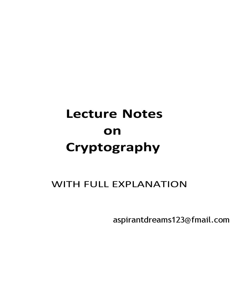 MIT Cryptography Lecture Notes | PDF | Cryptography | Key (Cryptography)