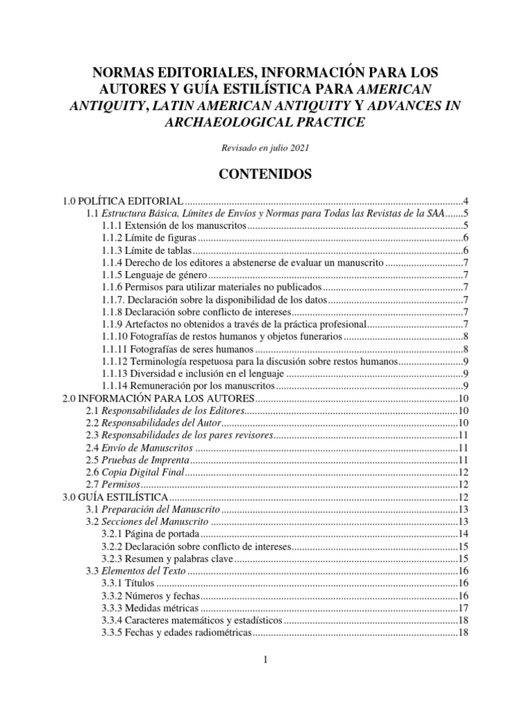 Antiquity, Latin American Antiquity Y Advances in Archaeological