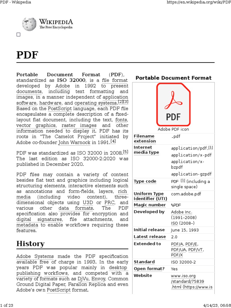 PDF Wikipedia PDF Computing Software