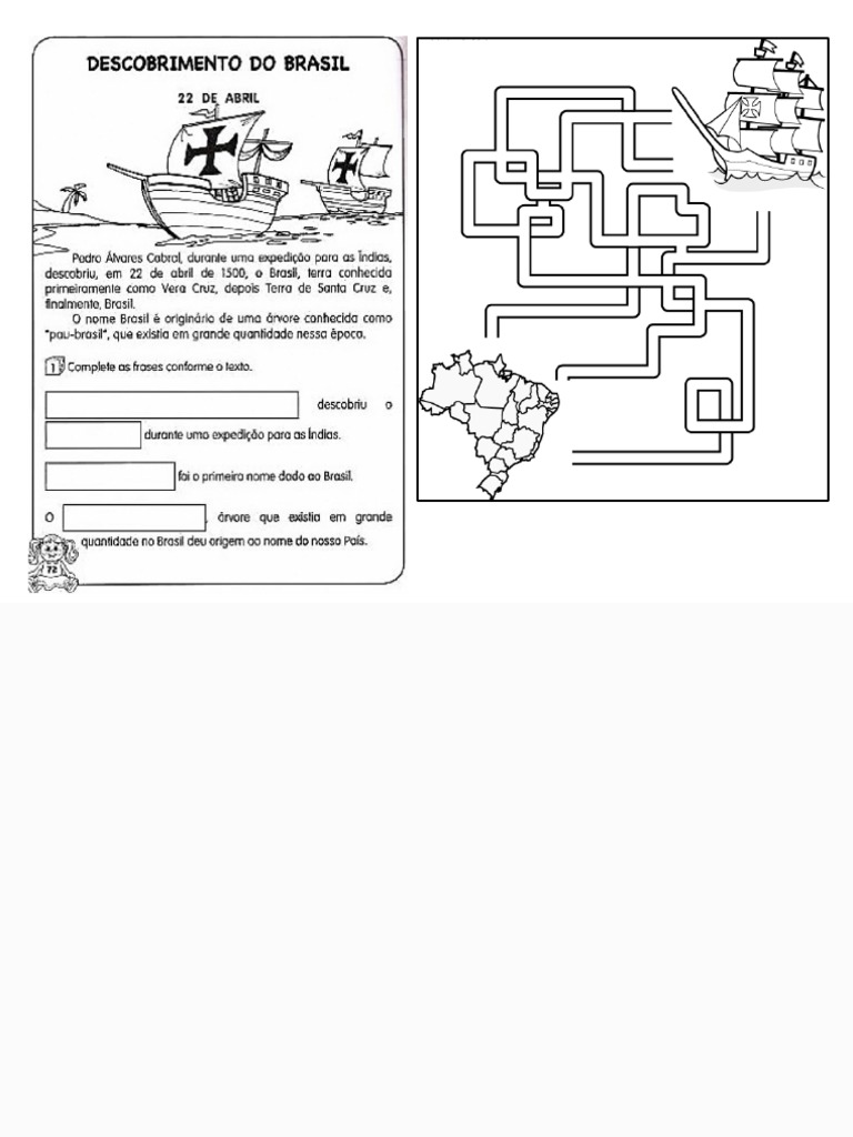 Descobrimento Do Brasil - Atividade e Texto Explic - 230411 - 203924 | PDF