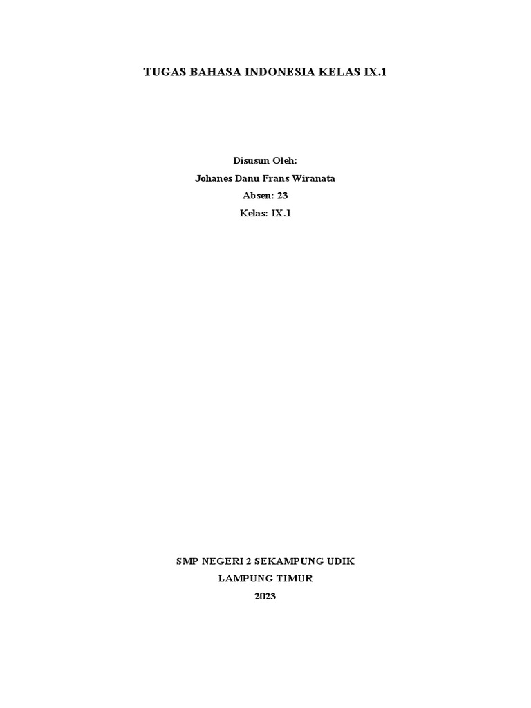 Tugas Bahasa Indonesia Kelas IX.1 | PDF | Puisi