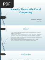 Security Threats On Cloud Computing: Presented By: Monu Yadav Shalini Singh