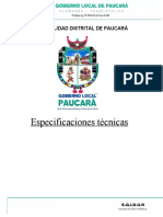 Especificaciones Técnicas: Municipalidad Distrital de Paucará