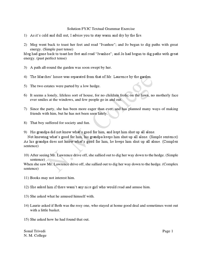 Grammar Exercises and Sentence Examples | PDF | Rice